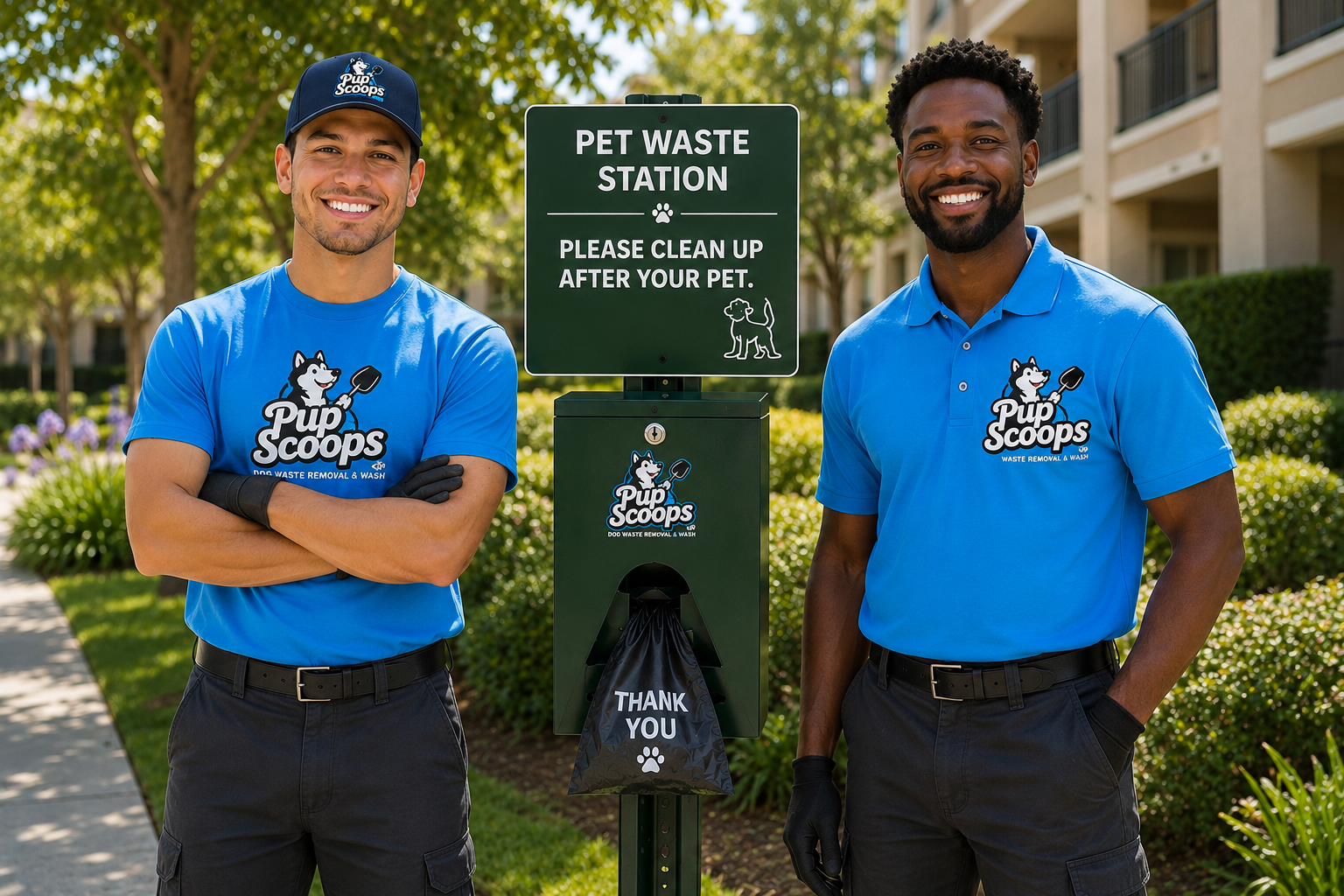 Pup Scoops crew performing a cleanup